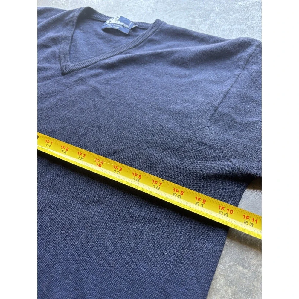 Vintage Polo Ralph Lauren 100% Cashmere V-Neck Sweater Mens Size 44/XL Navy Blue